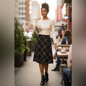 Max Studio 100% Wool Plaid A-Line Mid Rise Maxi Skirt